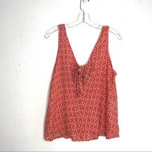 Maeve Geometric Bow Front Peach Tank Top M